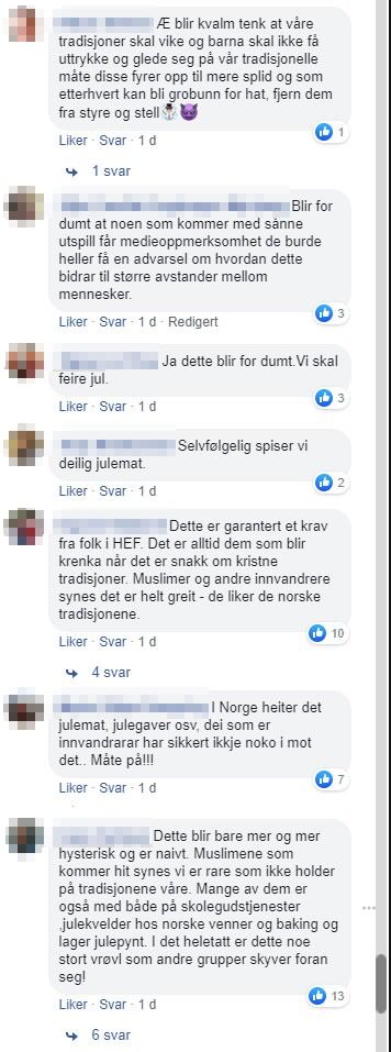 Et lite utsnitt av kommentarfeltet under Facebook-posten til barne- og familieminister Kjell Ingolf Ropstad.
