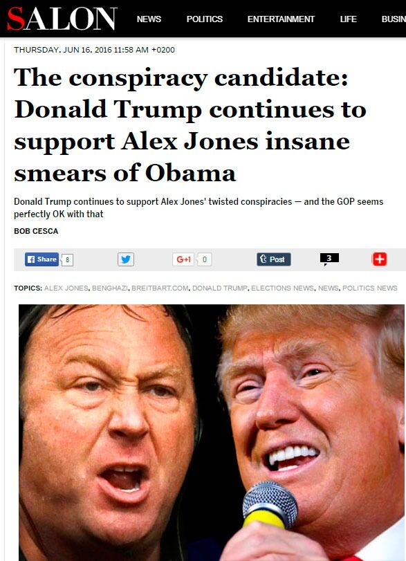Nettstedet Salon.com har i dag en artikkel om alliansen mellom Donald Trump og Alex Jones.