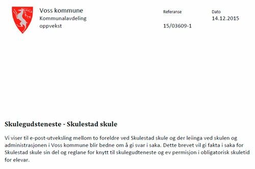 Voss kommune og skolen har sett seg nødt til å sende ut et skriv for å forklare sin side av saken.