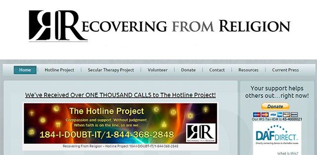 Recovering from Religion har en hotline for å hjelpe religionsofre som vil komme seg ut og starte et nytt liv.