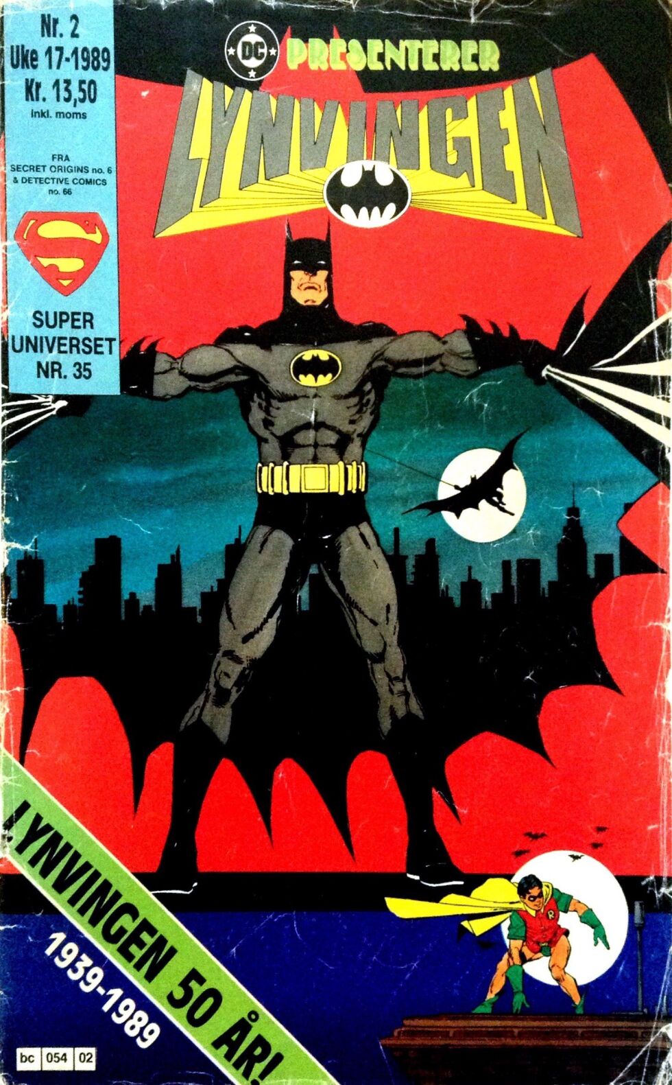 Batman ble tidligere kalt «Lynvingen» på norsk. Her en forside fra 1989.