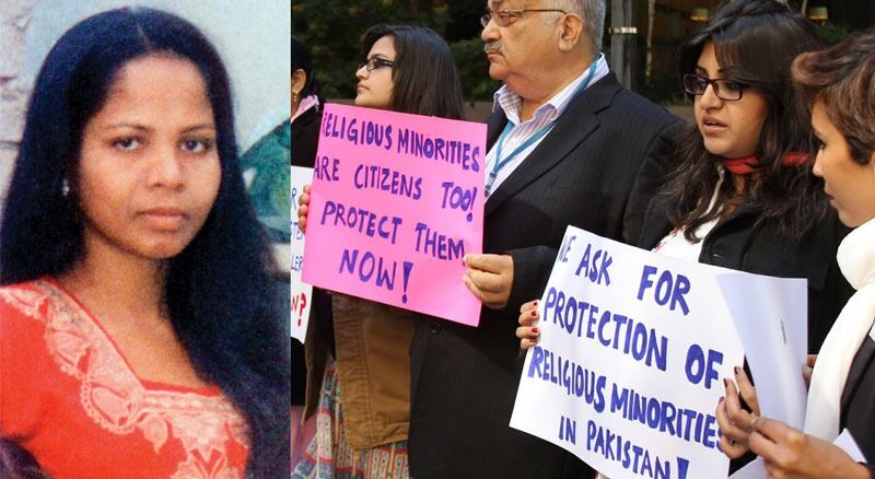 Pakistansk diaspora i USA og Civil Society of Pakistan punktdemonstrerte utenfor FN i september i fjor, med blant annet kravet om beskyttelse av religiøse minoriteter i Pakistan. Kristne Asia Bibi (til venstre) er blant medlemmer av religiøse minoriteter som er blitt dømt til døden for blasfemi.