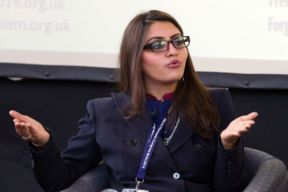Gulalai Ismail - her på den humanistiske verdenskongressen i Oxford 2014 - får Anna Politskovkskaya-pris.
 Foto: Humanists UK