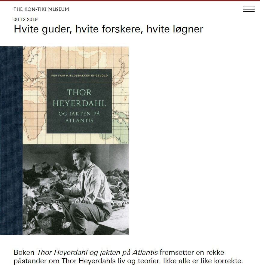 Overskriften på Kon-Tiki-museets anmeldelse gjør det klart hva de mener om boka til Per Ivar Hjeldsbakken Engevold. Les hele anmeldelsen.