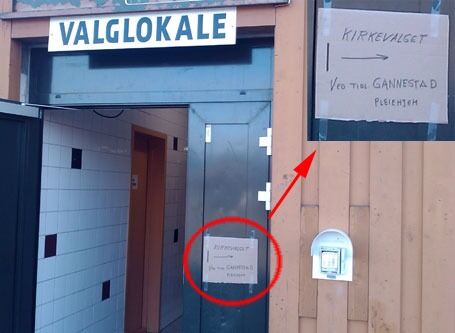 I Borre valgkrets i Horten ble kirkevalget holdt på det kommunale pleiehjemmet ved siden av valglokalet. Foto: Even Gran