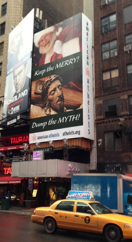 Denne reklamen hang på Times Square i desember i fjor.