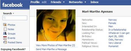 Slik ser Mari-Marthe Apenæs sin profil ut.