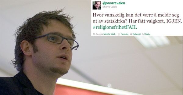 Snorre Valen oppgitt over å ha fått kirkevalgkort – igjen