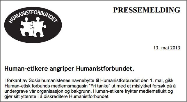 Harde ord fra Humanistforbundet til Human-Etisk Forbund. Les hele pressemeldingen her.