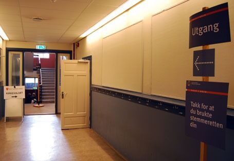På Uranienborg skole kan du stemme i kirkevalget etter at du er ferdig med det offentlige valget.