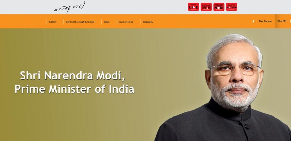 Indias hindunasjonalistiske statsminister, Narendra Modi, er blitt en superstjerne både innenlands i India og blant hinduer av indisk bakgrunn ulike steder i utlandet.
 Foto: faksimile fra Narendra Modis hjemmeside