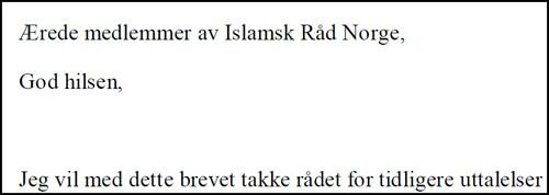 Her er brevet Sara Mats Azmeh Rasmussen reiste fra Stockholm til Oslo for å levere i starten av oktober 2011.