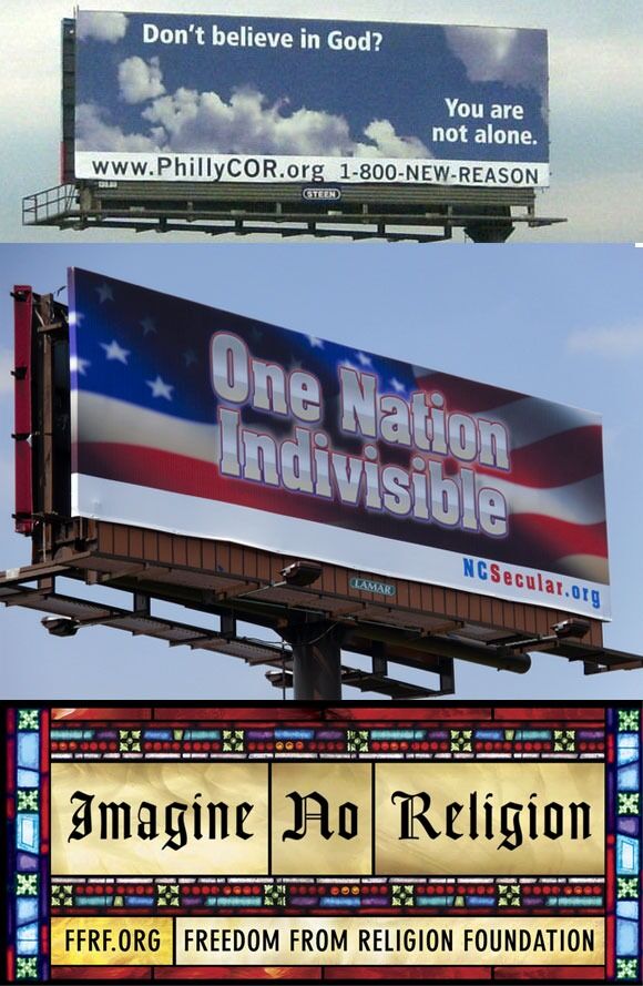 Det er ikke bare American Atheists som annonserer for ateisme i USA. Også United Coalition of Reason og Freedom from religion foundation har vært ivrige annonsører det siste året.
