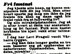 Faksimile fra VG 28.8.1982 der Levi Fragell ifølge Trøan Galaaen "skryter av at han har lært seg alle knep og kunne manipulere folk dit han ville".