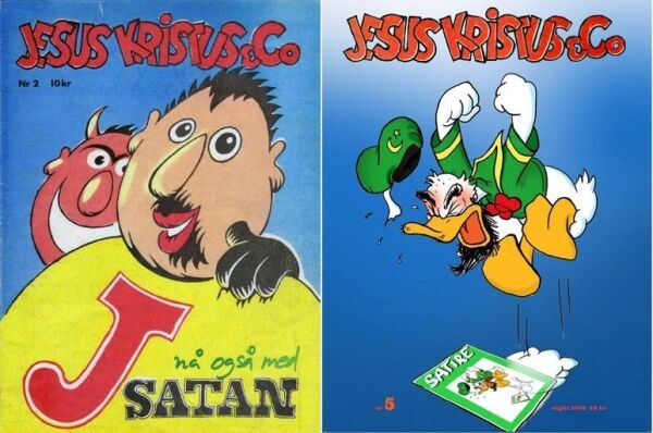 I Norge ga Hedningsamfunnet på 80- og 90-tallet ut 4 nummer av tegneseriebladet Jesus Kristus & Co, med satirisk brodd mot kristendommen. Etter angrepet på Charlie Hebdo ble det laget et femte nummer i 2015.