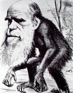Darwins utviklingslære er fortsatt omstridt blant kristne, selv om teorien i dag er svært godt dokumentert. Denne karikaturen er fra 1871.