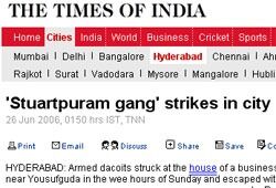 Tyvebandene fra Stuartpuram er fortsatt beryktet i India. Denne avisartikkelen er fra 2006.