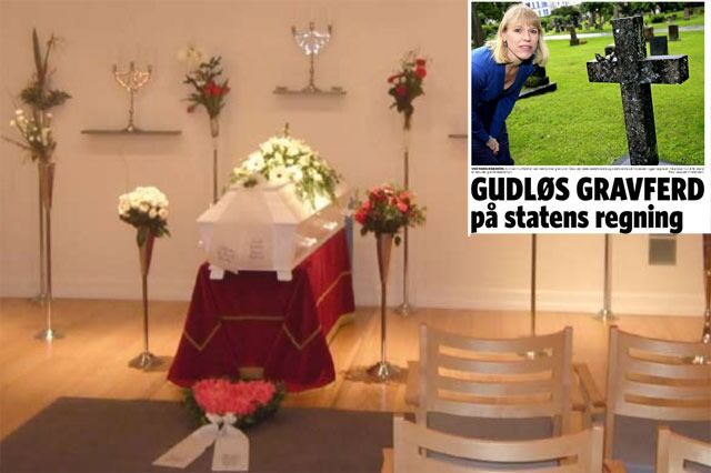 HEF undrer seg over at statsråd Anniken Huitfeldt (innfelt) prioriterer "gudløs gravferd på statens regning" når det er stor mangel på livssynsnøytrale seremonilokaler. Se forbundets brosjyre om saken.
 Foto: Fra Svanholms livssynsnøytrale seremonirom i Trondheim