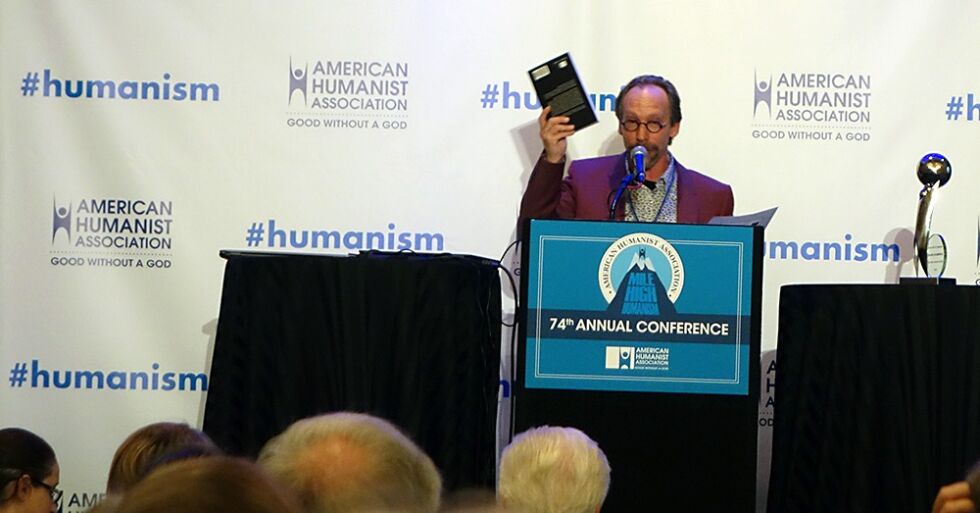 I 2015 fikk Lawrence Krauss utmerkelsen "Humanist of the year" av American Humanist Association, HEFs amerikanske søsterorganisasjon, under deres årskonferanse i Denver, Colorado.
 Foto: Even Gran