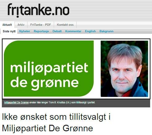 Siden Fritanke.no skrev om Færseths PFU-klage den 5.juni, har det blitt kjent at Tore B. Krudtaa, mannen som fikk beklagelse fra Nationen, ikke lenger er ønsket som tillitsvalgt i Miljøpartiet De Grønne.