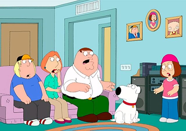 Her har hunden Brian akkurat fortalt familien Griffin at han er ateist. Det liker de ikke så godt. – Det er slutt på at ateisme framstilles som noe entydig negativt i populærkulturen, sier Hemant Mehta. Se scenen fra Family Guy her.