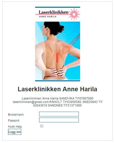 Slik har den norske nettsiden til Laserklinikken Anne Harila sett ut siden nyttår. Alle ulovlig markedsføring er fjernet.