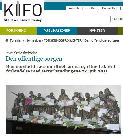 De nye forskningsresultatene fra KIFO er en del av forskningsprosjektet Den offentlige sorgen som skal levere sin endelige rapport den 12. juni 2012.