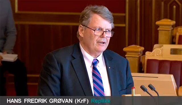 Hans Fredrik Grøvan førte ordet for KrF under gårsdagens grunnlovsdebatt i Stortinget. Se opptak fra hele møtet.